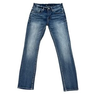 BKE Alec Slim Straight Jeans 29x30 Medium Faded Wash Contrast Stitch Stretch